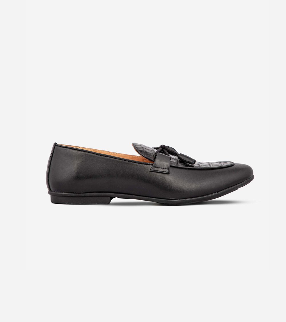 Black Croc Tassel Loafers - Image 3