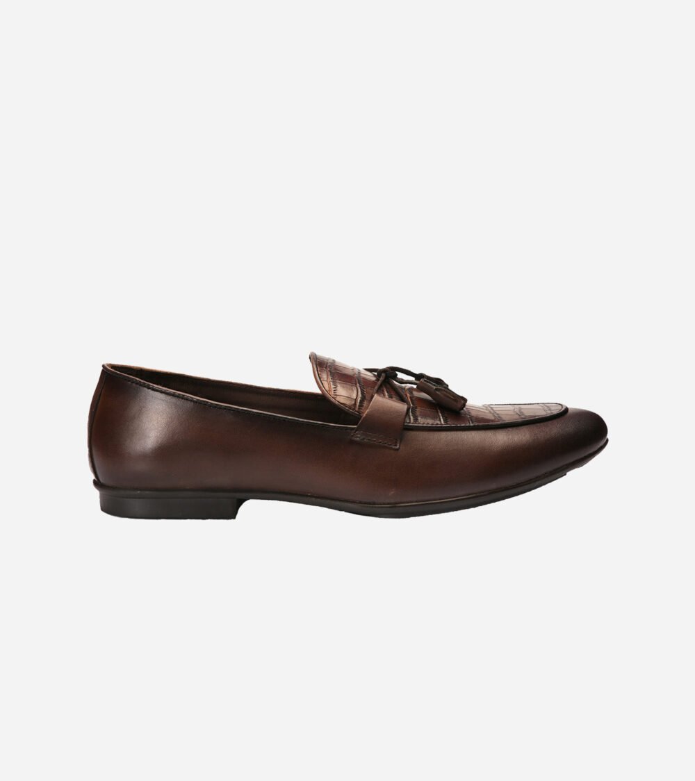 Brown Croc Tassel Loafers - Image 5