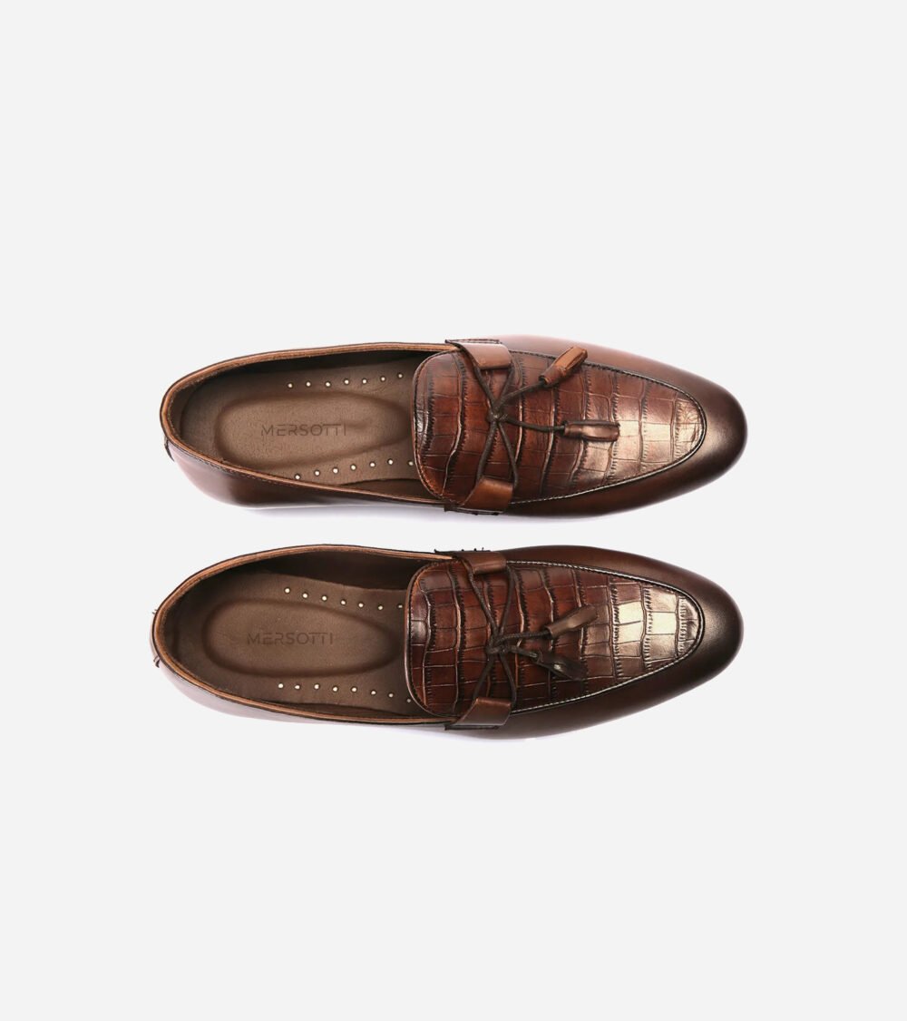 Brown Croc Tassel Loafers - Image 6