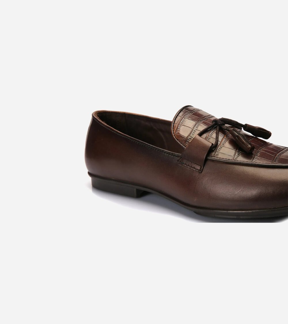 Brown Croc Tassel Loafers - Image 2