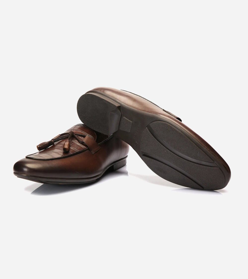 Brown Croc Tassel Loafers - Image 4