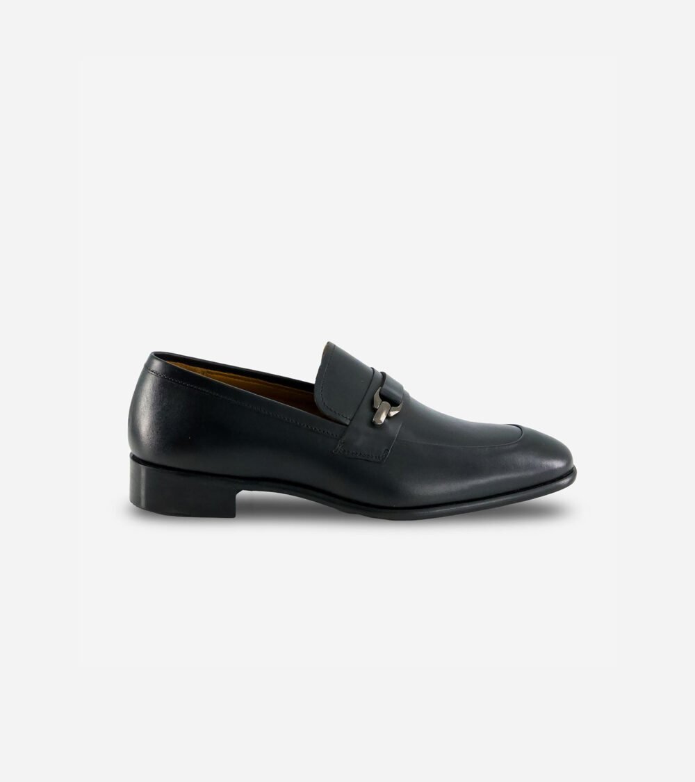 Black Metal Bit Loafers - Image 2