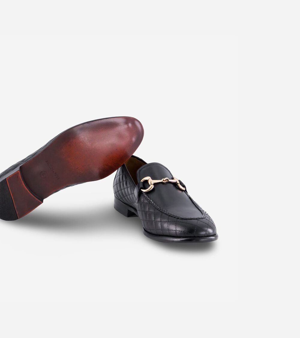 Black Quilted Horsebit Loafers - Image 2