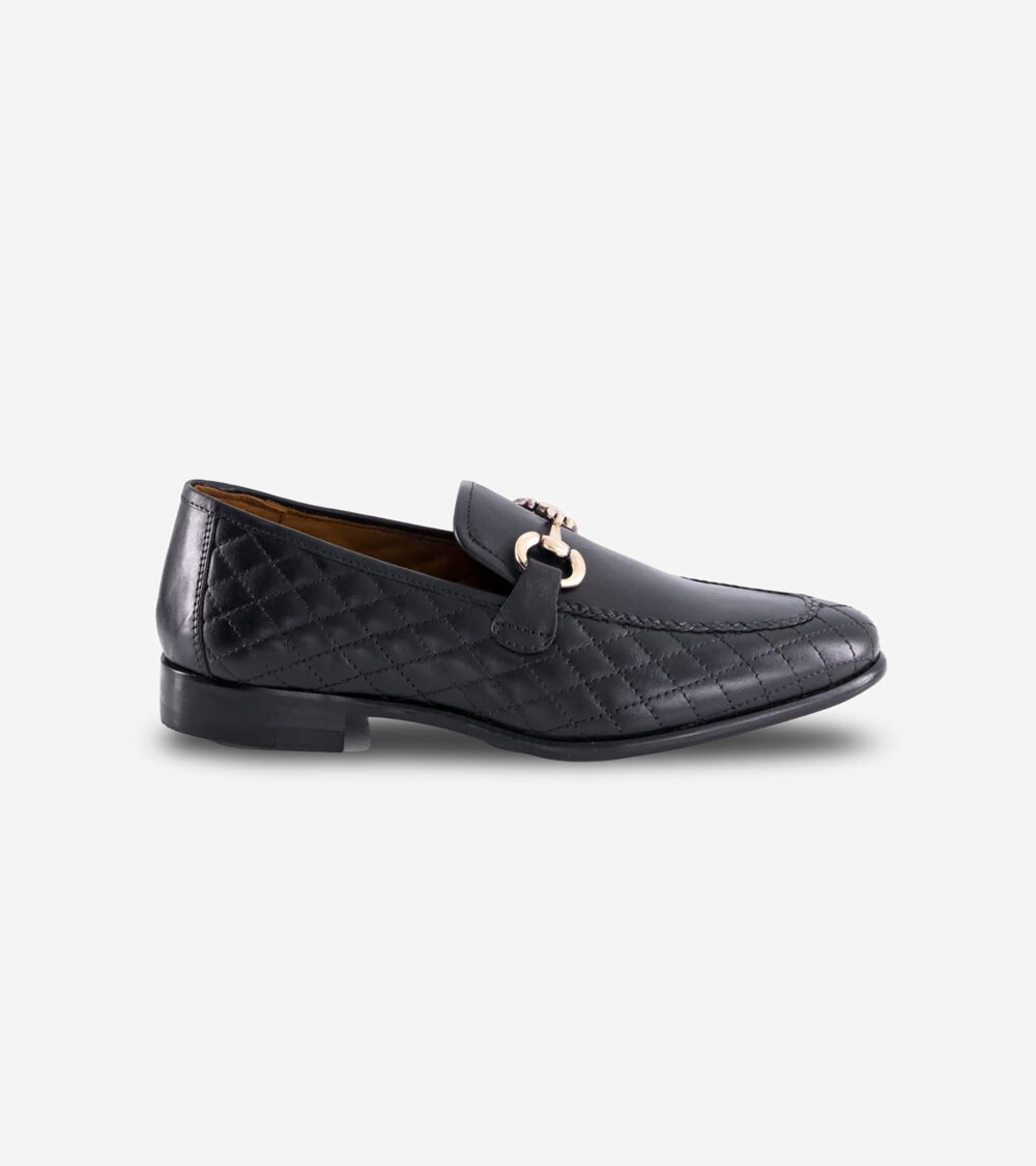 Black Quilted Horsebit Loafers - Image 3