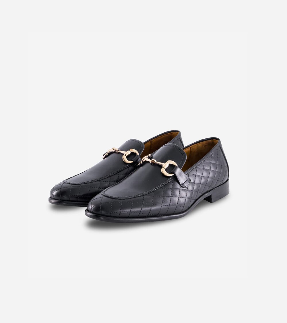 Black Quilted Horsebit Loafers