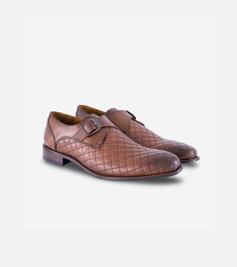 Black Quilted Monk Strap Shoes